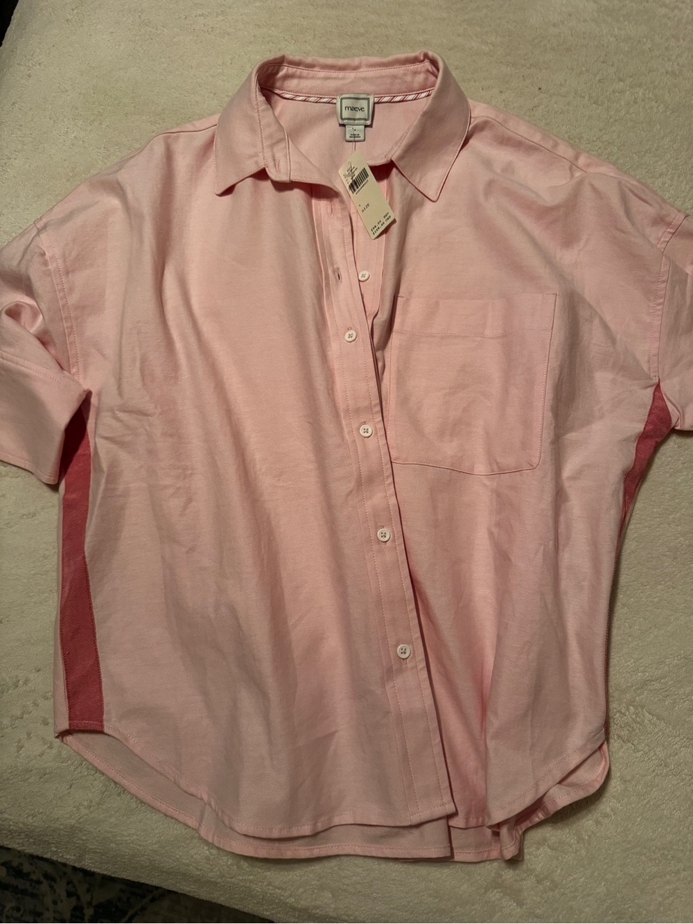 Maeve Light Pink Short-Sleeve Button-Down Shirt